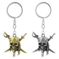 Fashion Vintage Keyc hain Charm Pirates Of The Caribbean Keychain Jack Sparrow's Skull Pendant Keyring For Men Women Gift