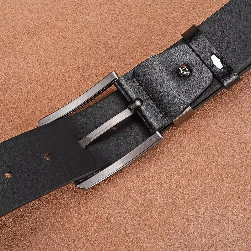 Modischer, lässiger, luxuriöser Herren-Gürtel mit Metall-Dornschließe, hochwertiger PU-Ledergürtel in Übergröße – vielseitig einsetzbar für Jeans, Arbeits- und Freizeitkleidung – Detail 4