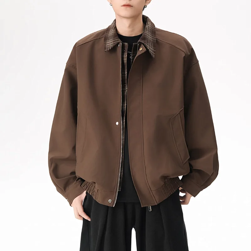 

Коричневый тюнер American Sle Cleanfit, мужской весенне-осенний модный брендовый топ с высоким воротником, искусственная двухсекционная рабочая одежда, джерт свободного покроя