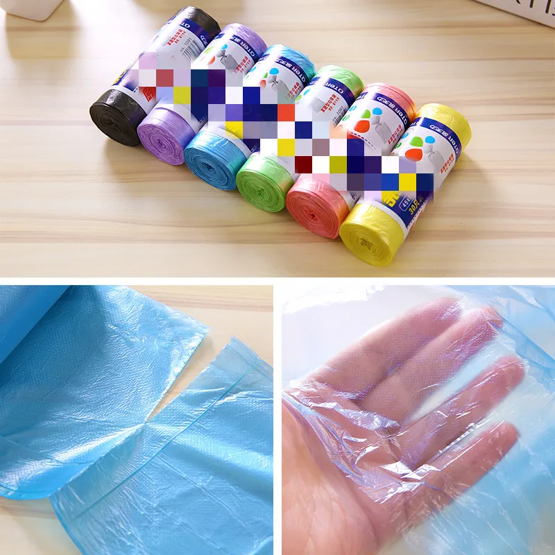 100pcs Portable Household Garbage Bag Thickened Environmentally Kitchen Garbage Bag Color Disposable Garbage Bags