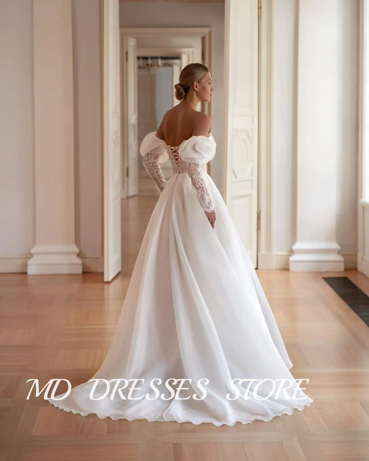 MD 2025 Modern A-line Blossom Wedding Dress For Women 3D Flower Lace Sweetheart Side High Slit Bride Gowns vestidos Customized