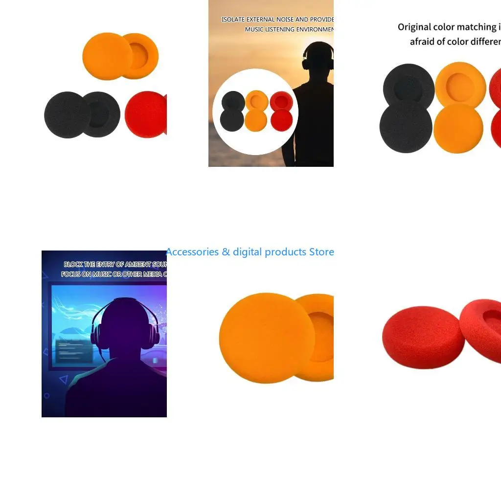 77JD Replacement Earpads for Rewind Wireless Headphones Sponges Cushions Cover Case Earphone Repair Part