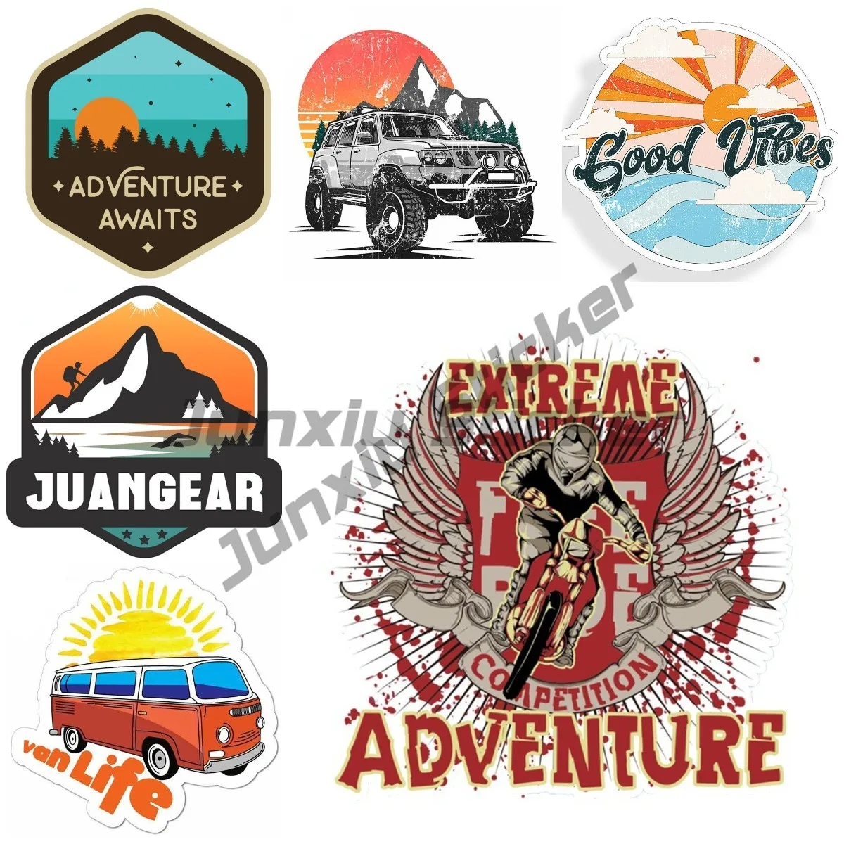 Adventure Begins Car Stickers Car Van Camper Caravan Self Adhesive Off Road 4x4 Funny Motorcycles Campers Accessories Decals
