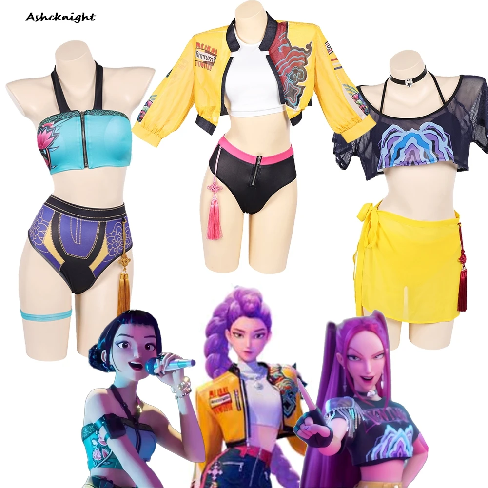 

2025 Cartoon Demon Hunter of KPop Cosplay Rumi Mira Zoey Swimsuit Cloth Party Disguise Roleplay Halloween Carnival Outfit Suits