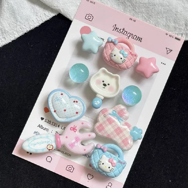 10Pcs Plaid Puppy Tableware Shoe Charms Cute Detachable DIY Shoe Decor Ornaments for Clogs & Bubble Slides Sandals Holiday Fav