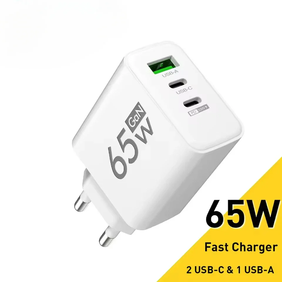 Ładowarka szybkiego ładowania 65W USB Typ C GaN z wtyczką EU/US/KR, 4 porty, szybkie ładowanie, ładowarka ścienna, zasilacz USB Typ C — 2