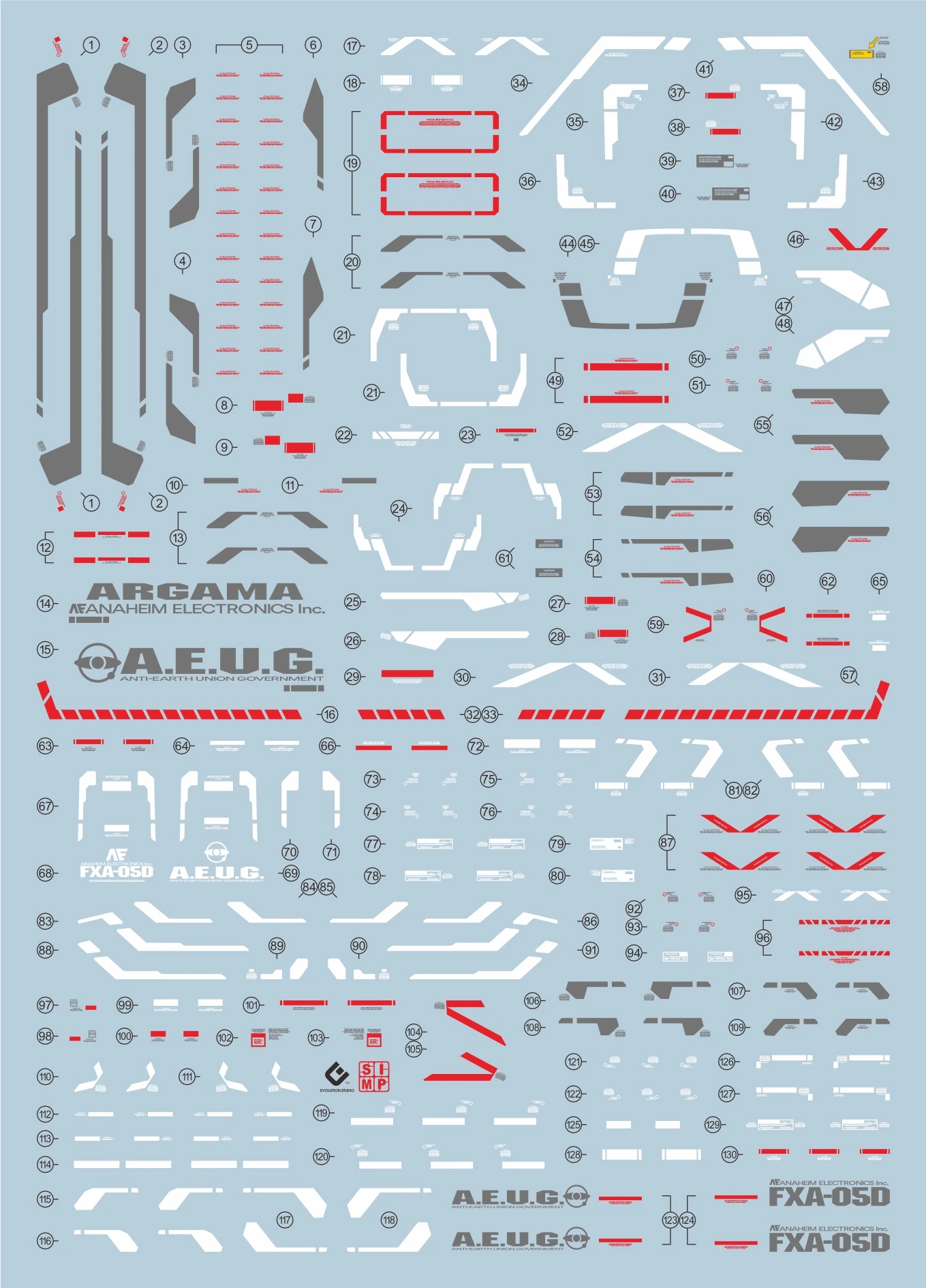EVO HG035 Fluorescent Water Decals For HG RG 1/144 FXA-05D G-Defenser Flying Armor Model Hobby DIY Transfer Stickers