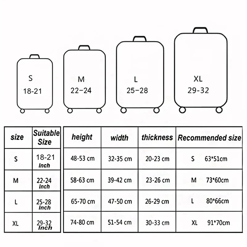 Cubierta protectora de equipaje sólida elástica gruesa, traje con cremallera para maleta de 18-32 pulgadas, cubiertas de maleta, cubierta de carro, accesorios de viaje
