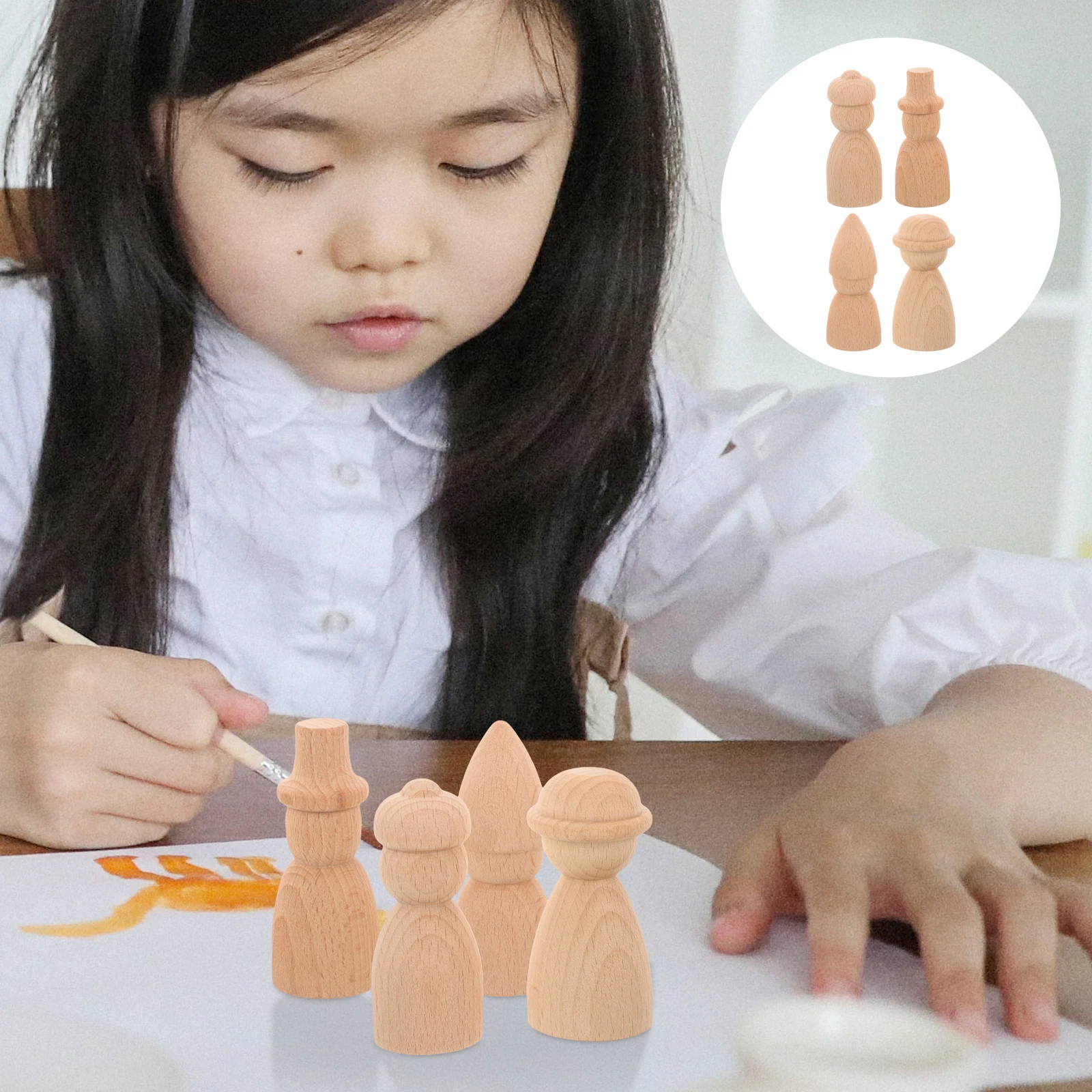 4 قطعة ألعاب الجسم الفارغة غير المكتملة لتقوم بها بنفسك رسم الدمى الخشبية الإبداعية Craft بها بنفسك الحرفية للأطفال غرفة نوم غرفة المعيشة الديكور