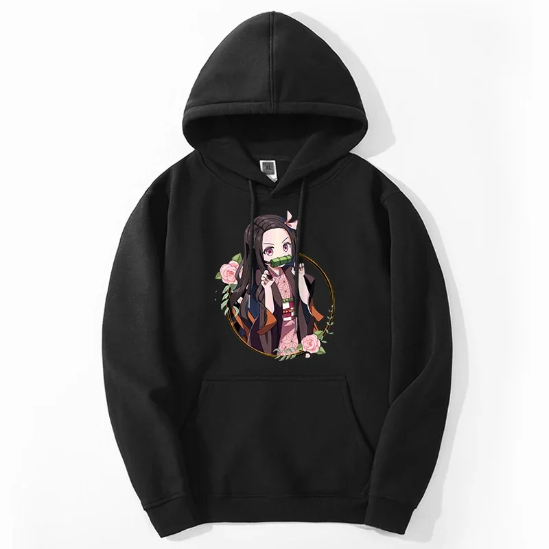 hot anime hoodies men/women winter nezuko manga Harajuku sweatshirts fleece long sleeve tracksuit streetwear