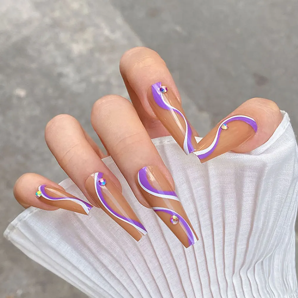 48 pçs caixão superior plano unhas falsas elegante cobertura completa dicas de unhas falsas para profissional diy decoração da arte do prego unhas falsas longas