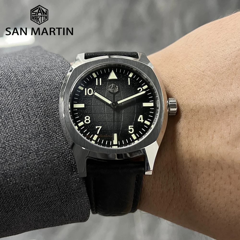 San martin 38mm esporte masculino relógio de luxo automático
