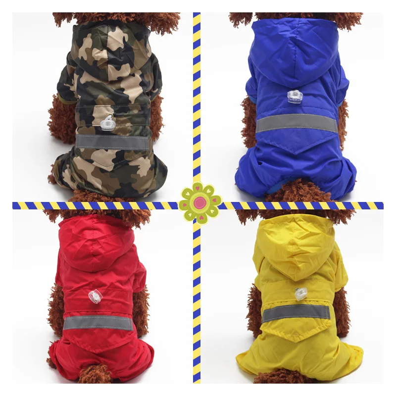 Pet Dog Waterproof Raincoat Jumpsuit Reflective Rain Coat Sunscreen Dog Outdoor Clothes Jacket for Small Dog Pet Supplies