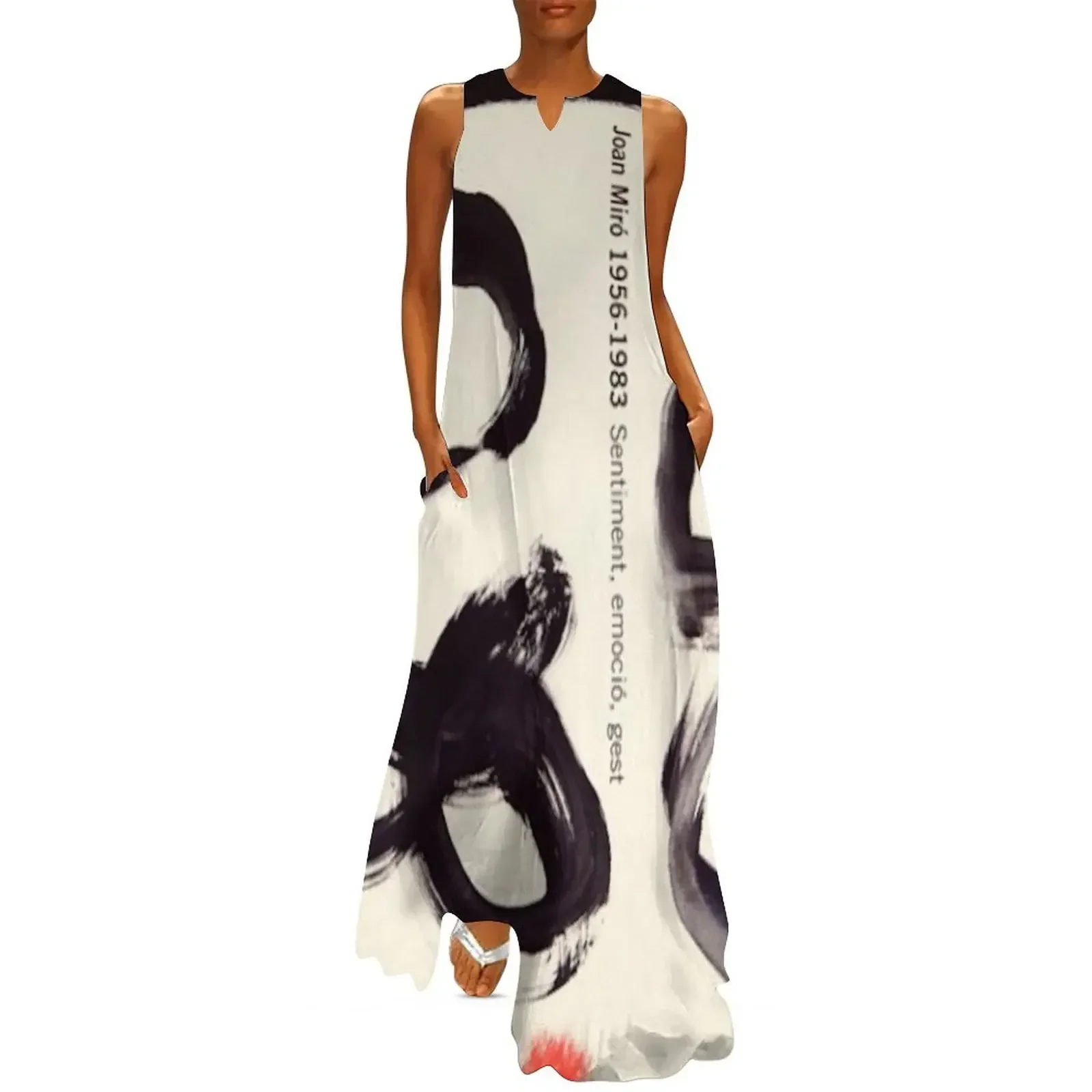 

Joan Miro Black Caligraphy Long Dress womens clothing women's dresses luxury Long dresses dress summer 2025 women Dress