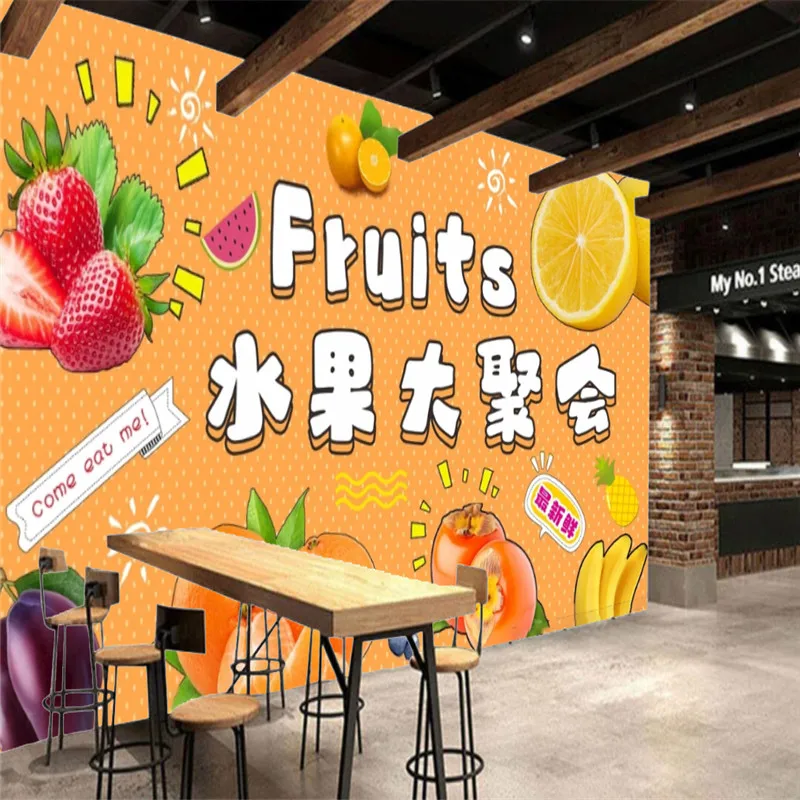 Fruit and Vegetable Restaurant Industrial Decor Wallpaper Supermarket Store Background Wall Papers Mural papel de parede 3D