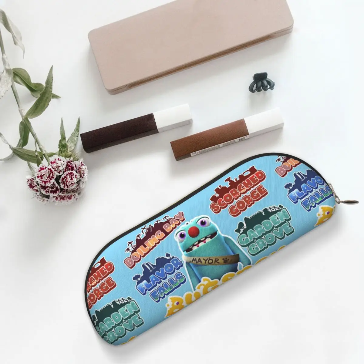 مواقف Bugsnax Fan Art Pack الوردي كيندا علة مقلمة قلم رصاص الحقيبة تخزين لوازم مكتبية صندوق القلم حقيبة أقلام رصاص صبي فتاة