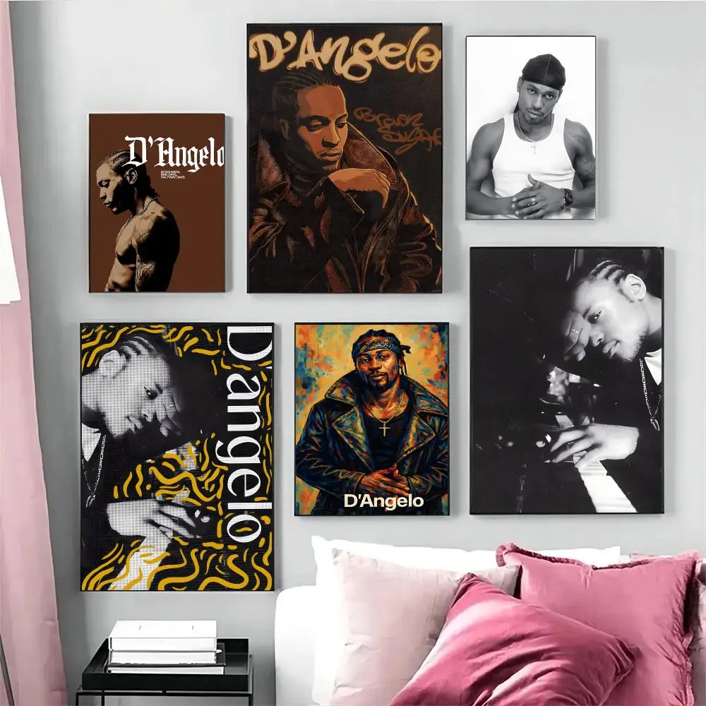 D'Angelo Singer R&B Soul Music Poster Self-adhesive Advanced Aesthetic Printing Paper Wall Art for Living Room Home Decor