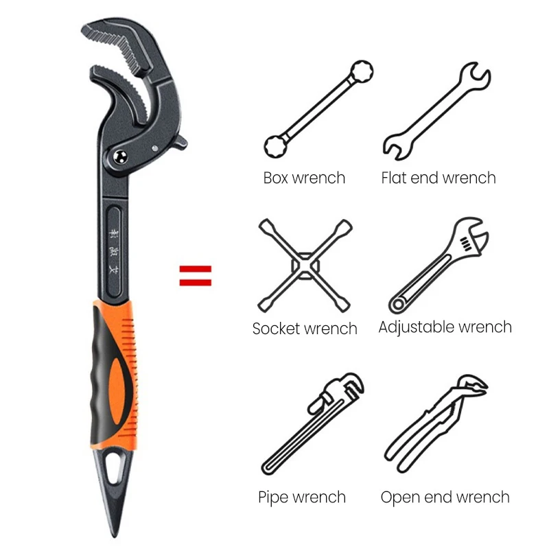 AIRAJ Wrench High Carbon Steel Multi Functional Adjustable Self Locking Ratchet Open End Wrench Manual Repair Tool