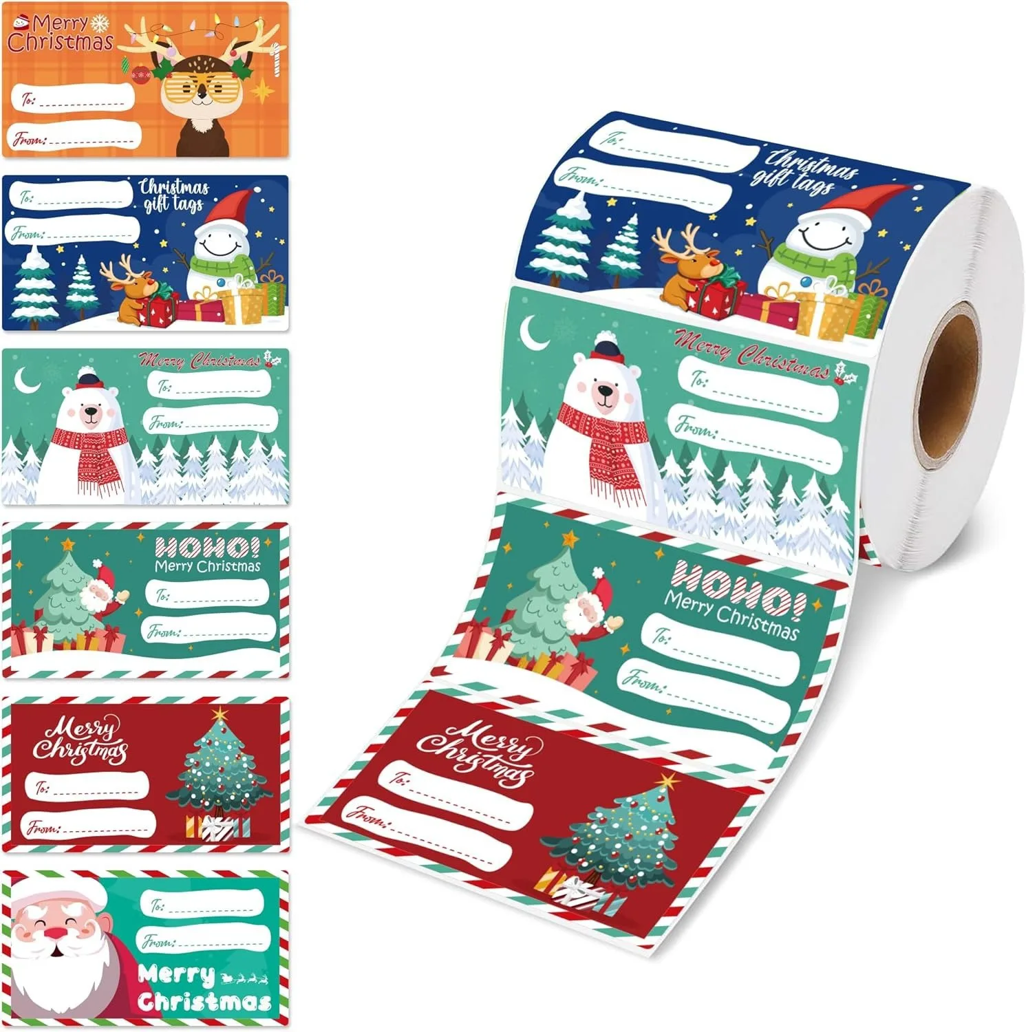 200-500pcs Merry Christmas Decorative Stickers for Presents Wrapping Christmas Gift Name Tag Stickers Snowman Festive Decor