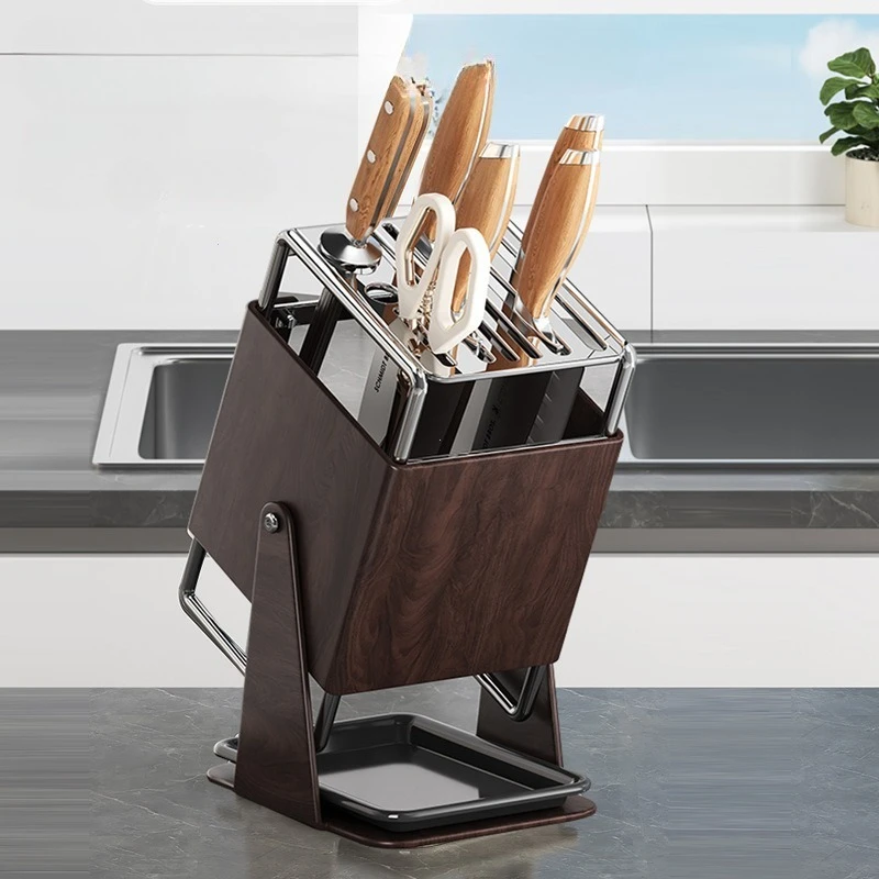 

Detachable Draining No Installation Nee Knife Rack Kitchen Household Countertop Knife Holder Integrated Knife Block Storage Rack