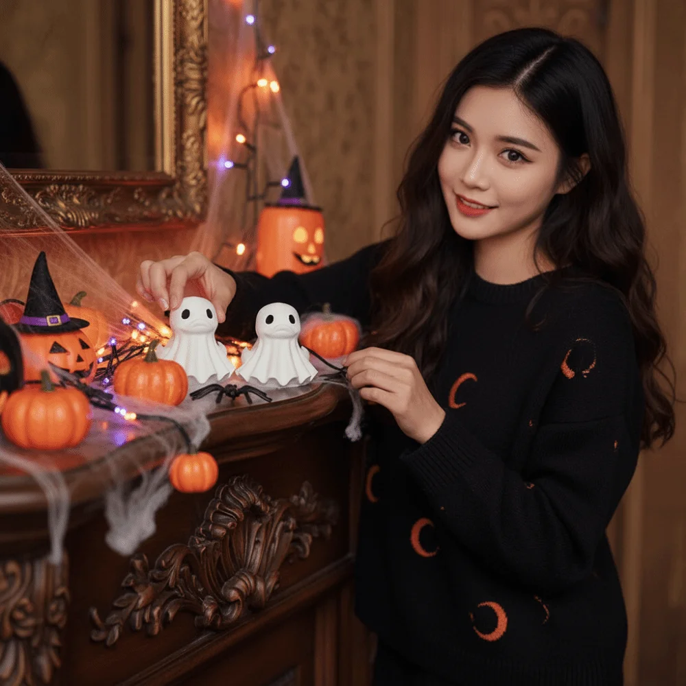 PLA Halloween Ghost Duck Compact Lightweight Spooky Desktop Ornament Smooth Durable Creative Ghost Duckling Bedroom