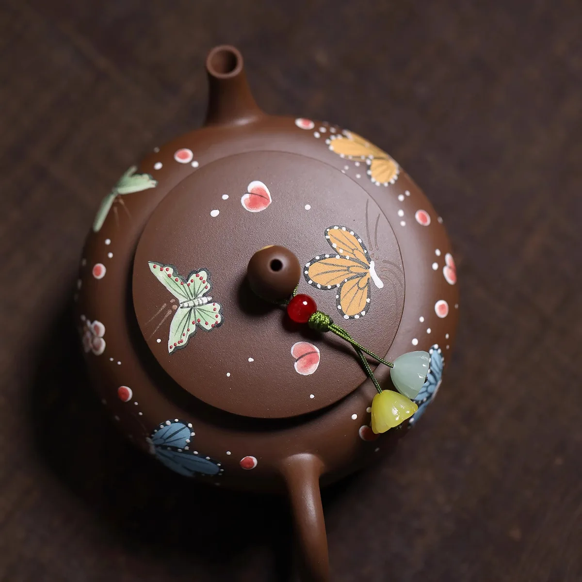 Handmade Set Yixing Purple Clay Pot Ball Hole Ore Pure Sand Flat Lid Persimmon 150cc
