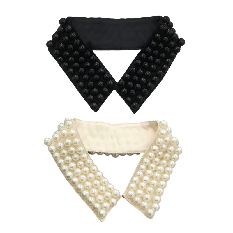 S1Y1 Elegant Detachable False Collar Faux Pearl Collar Ladies Sweater Shirt Sewing False Collar Sweater Dress Supplies