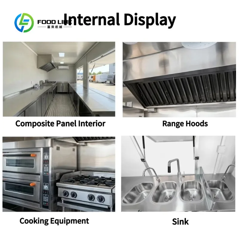 Customized Mobile Ice Cream Coffee BBQ Fast Food Truck Fully Equipped square Mobile Kitchen Food Trailer for Sale