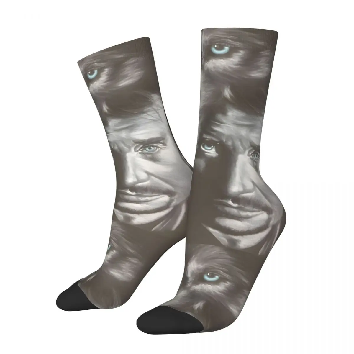 Hip Hop Retro Johnny Hallyday Handsome Crazy Men's compression Socks Unisex Johnny Hallyday Happy Crew Sock Boys Gift