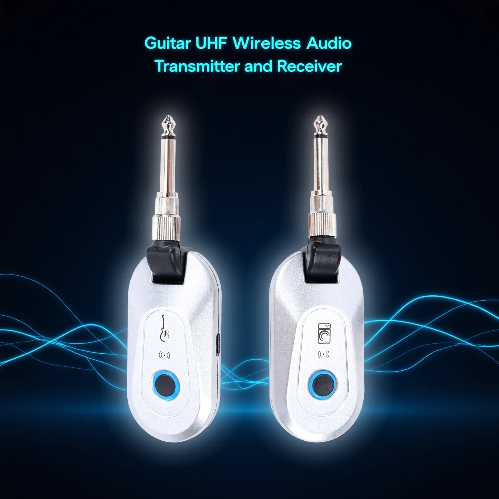 

UHF Guitar Wireless System Transmitter Receiver 50m Range 220 Degree Rotation Low Latency for Electric Guitar Wind Instrument