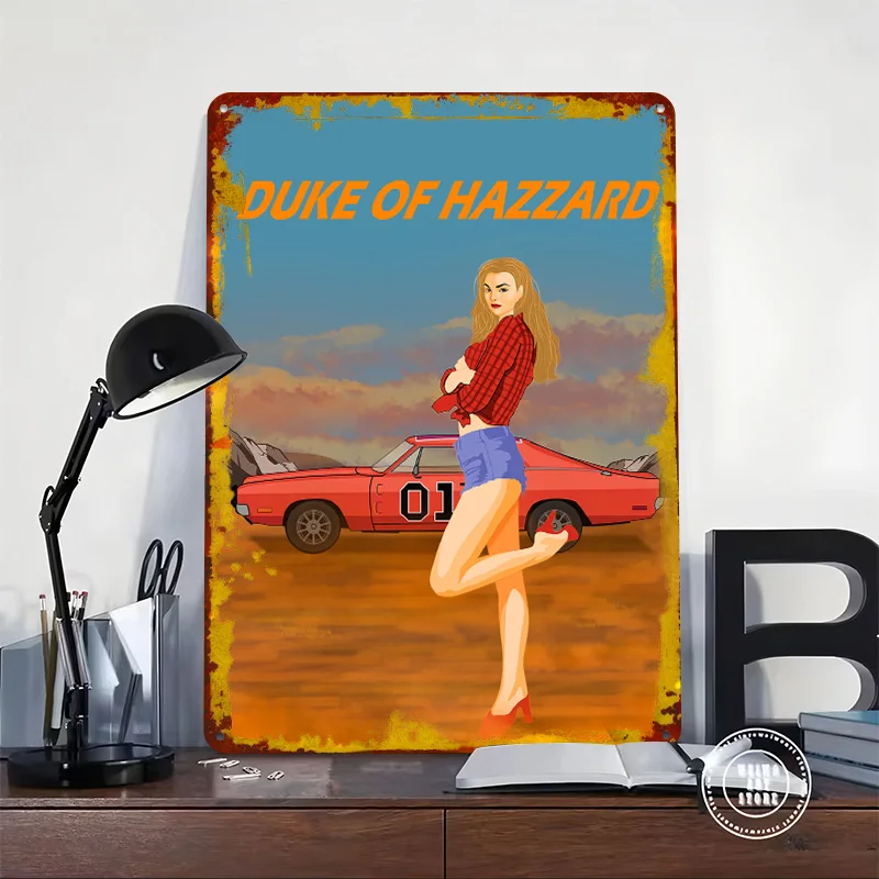 Duke of Hazzard Metal Poster Customized Wall Art Retro Vintage Tinplate Signs for Gaming Room Decoration Cozy Bathroom Decor