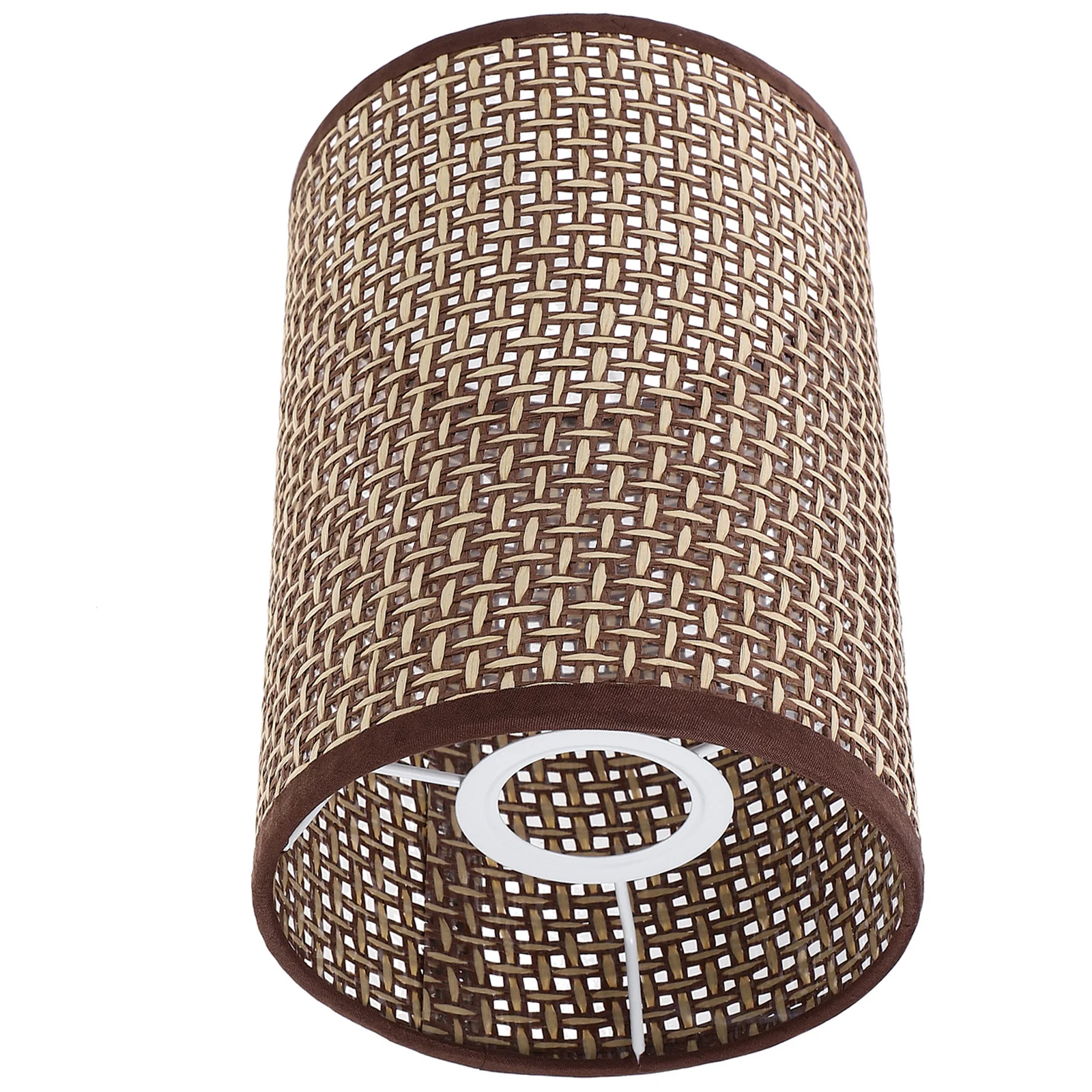 Rattan Shade E14/E27 Base Table Lamp Cover Drum Style Woven Natural Light Decor Floor Lamp Replacement Holder For Living Room