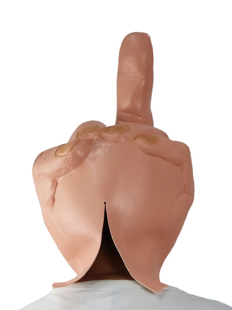 Halloween Creative Personality Despises Vertical Middle Finger Latex Mask Creepy Fingers Mask Cosplay Spoof Headgear Props