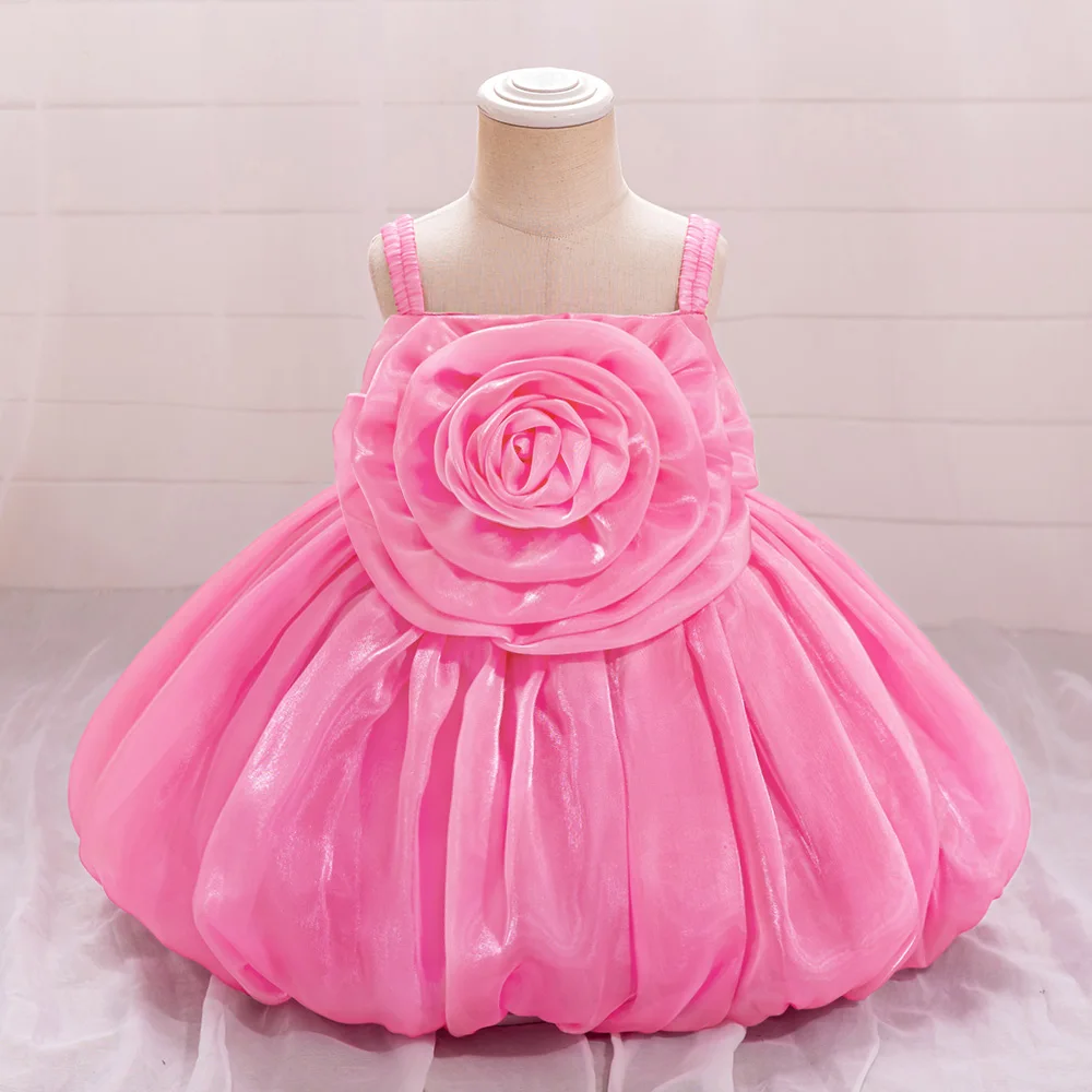 Baby Girls Summer Cute Floral Party Dress Kids Fluffy Princess Gown For Birthday Girl Wedding Bridesmaid Dresses Toddler Costume