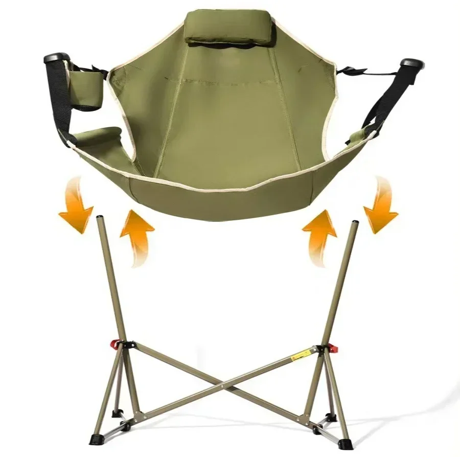 Manufacturer Luxury Portable Outdoor Camping Folding Chairs Army Green Rocker Camping Chair For Garden Beach