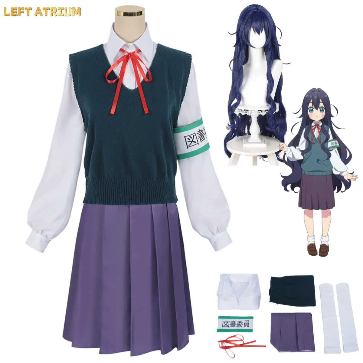 Disfraz de Cosplay de Anime The 100 Girlfriends Who Really Really Love You, Yoshimoto Shizuka, Uniforme Escolar Jk, Peluca, Traje Lindo para Mujer