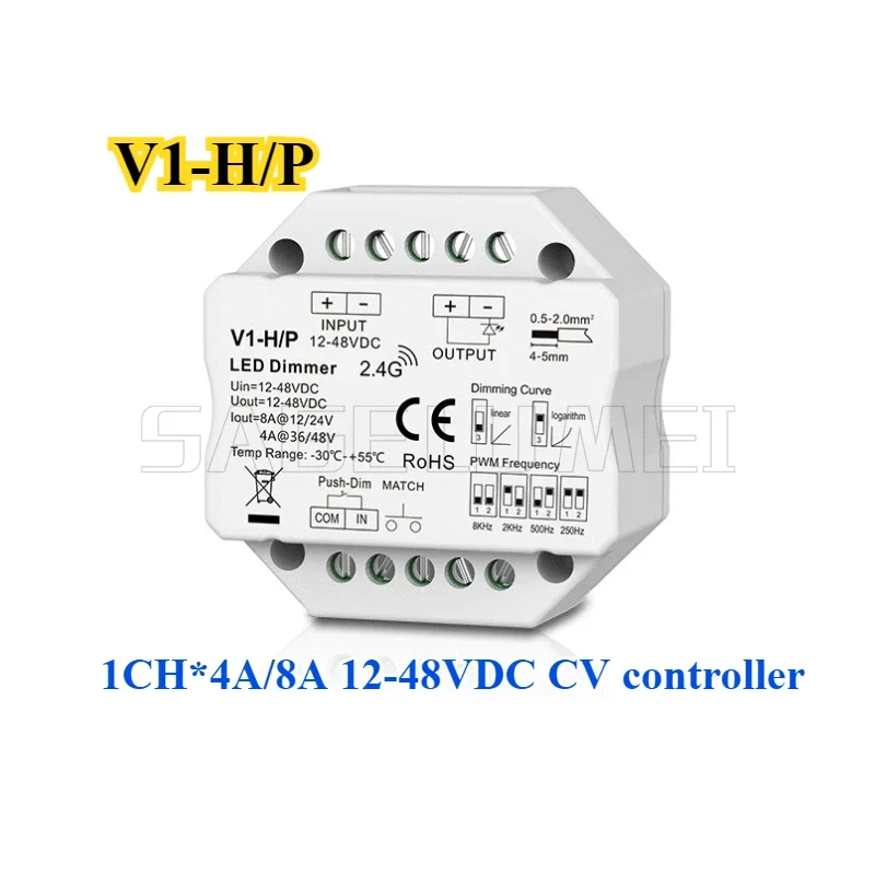 LED Dimmer V1-H/P Switch DC12V 24V PWM 2.4G LED Touch RF Wireless Remote Smart Controller for Single Color LED Strip EV1 RU4 R11