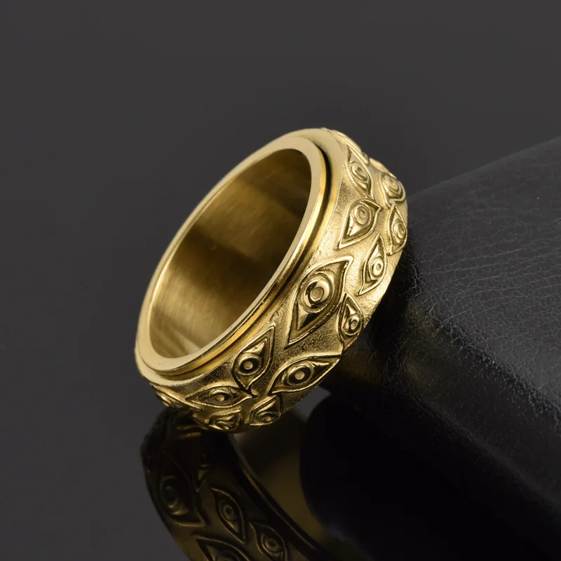 Großhandel Herren Multi-Augen-Spinner-Ring Retro Trendiger 316L Edelstahl Wasserdichter Schmuck Geschenk für Männer – Detail 5