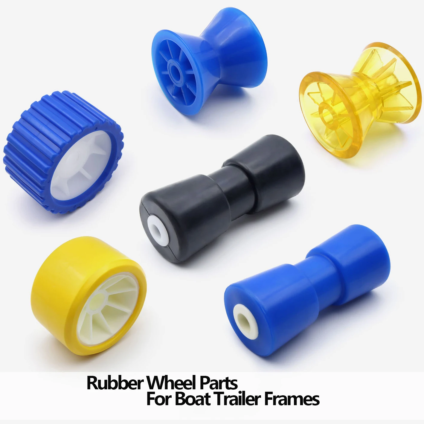 Universal Rubber Wheel Parts for Boat Trailer Rollers Marine Trailer Frames PVC Plastic Top and Bottom Wheels