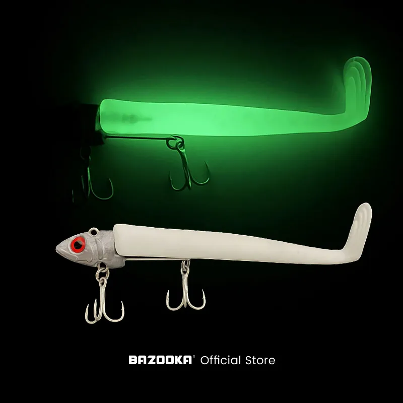 Bazooka Black Minnow Fishing Soft Lure Jig Lead Head Wobbler Swimbait Silicone T Tail Perch Leurre Jighead Slow Bass Pike Winter