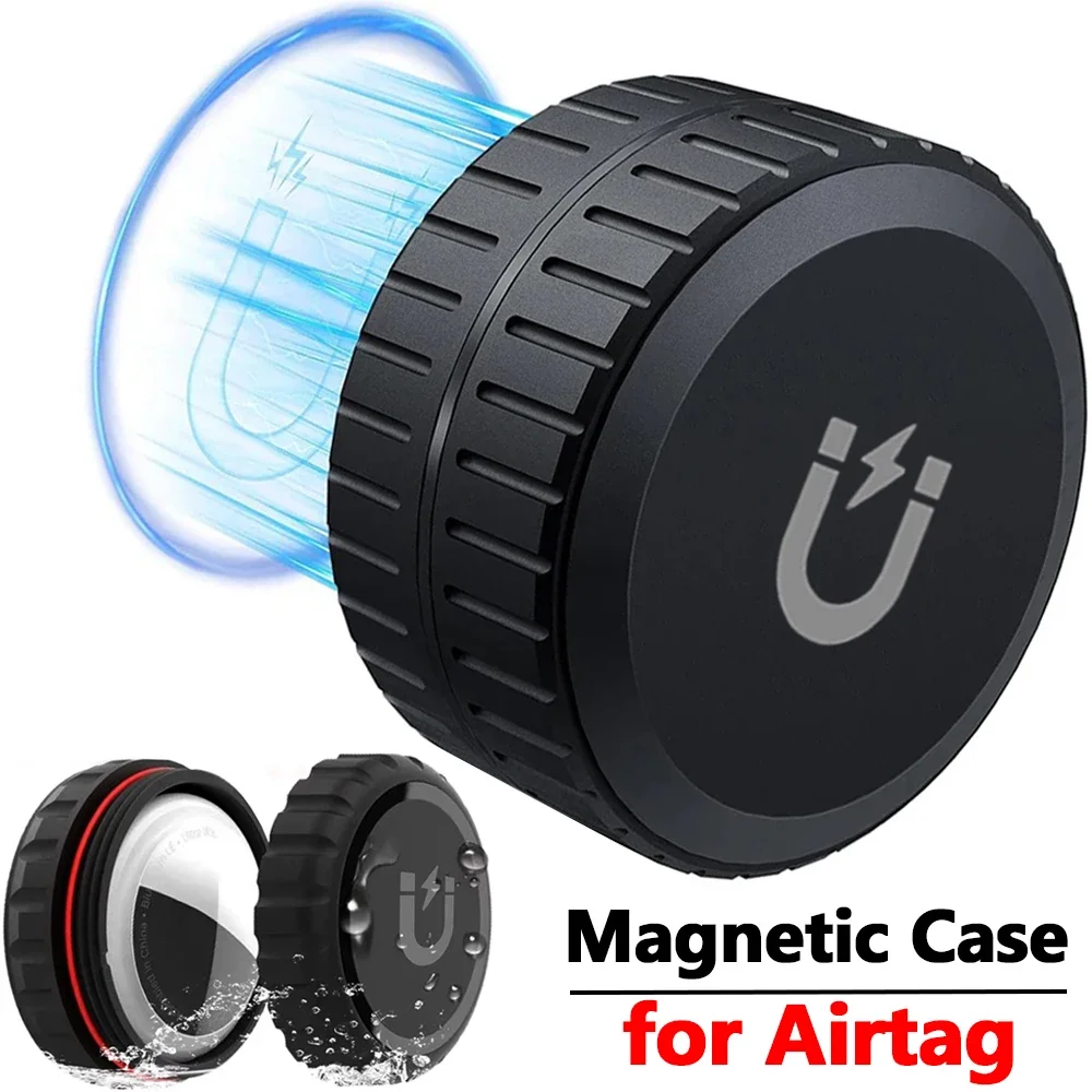 Magnetic Case for Airtags Air Tag Holder Shockproof Protective Cover Mount Anti-theft GPS Locator Protectors for Apple AirTag