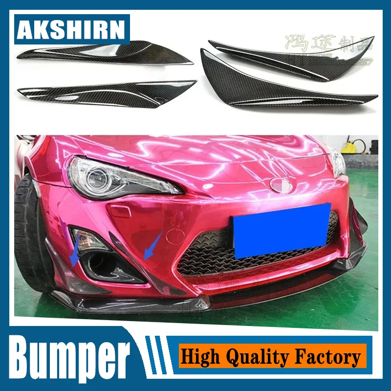 Car Styling For Subaru BRZ Toyota FT86 GT86 Scion FRS Carbon Fiber Front Bumper Inner & Outter Canards /Front Splitter 4pcs