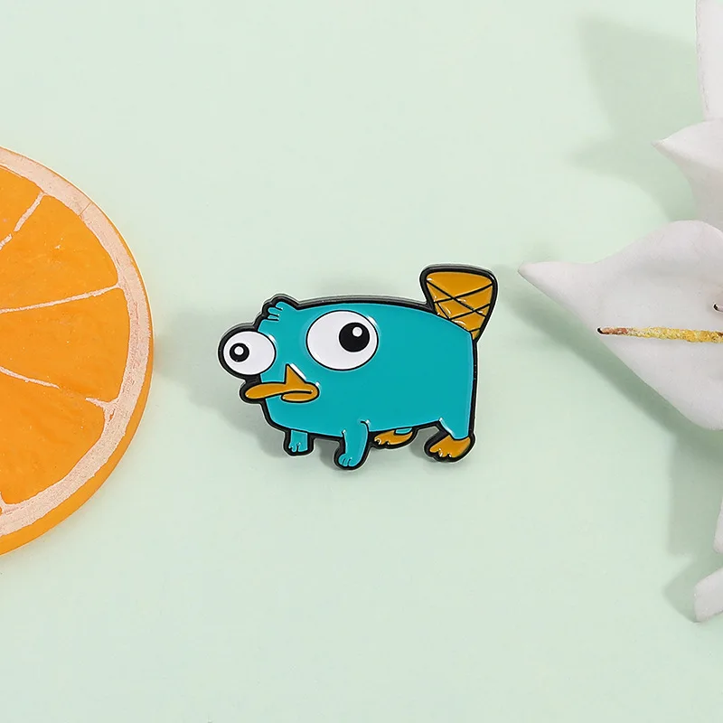 Fun animal shaped alloy oil droplets Enamel Pins Cartoon Flat billed Duck Monster Brooches Lapel Badges Jewelry Kid Fans Gift