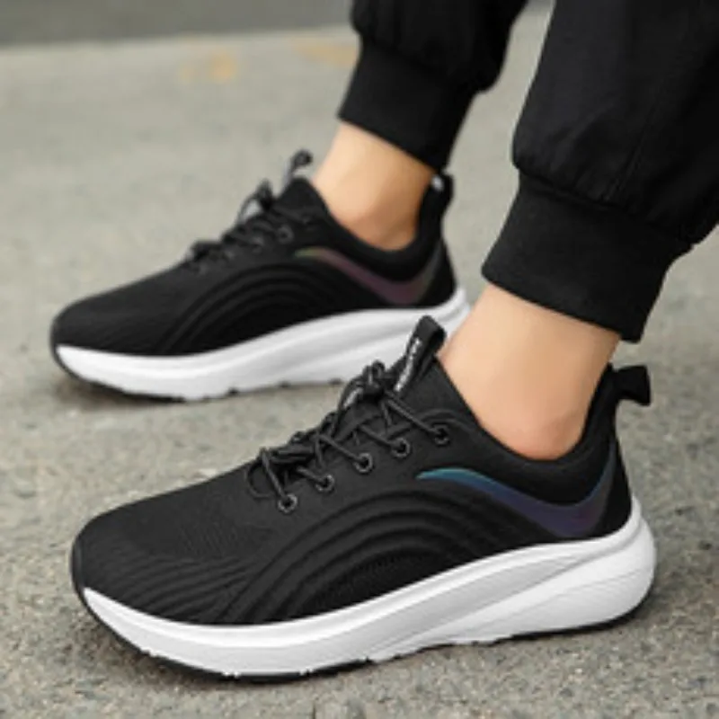 موديل جديد للرجال مضاد للانزلاق مسطح القاع نعل ناعم خفيف الوزن مريح للتنفس أحذية رياضية، أحذية المشي، أحذية الجري