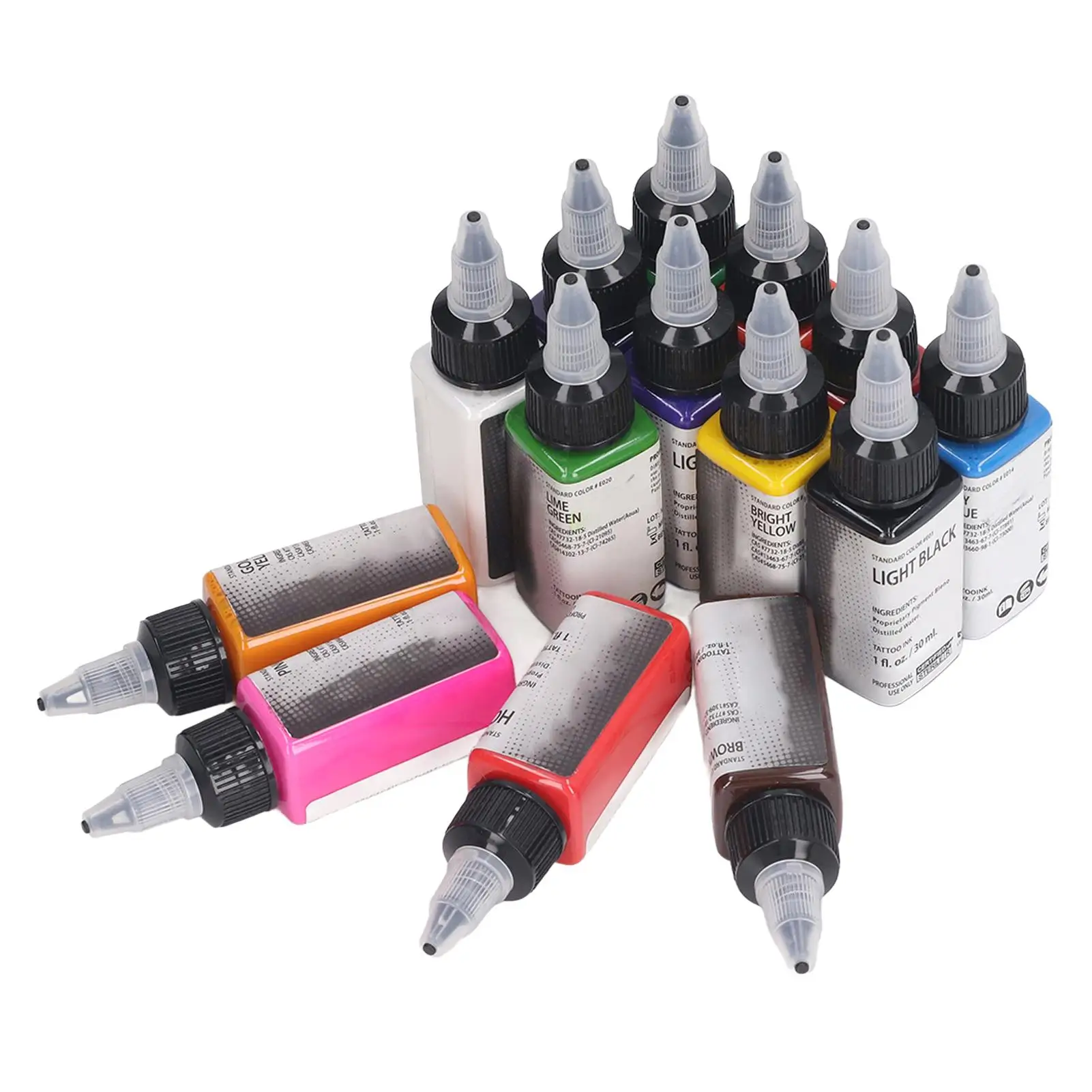 Professional Tattoo Ink Set, brilhante completo para iniciantes Practice Kit, 14 cores, 30ml