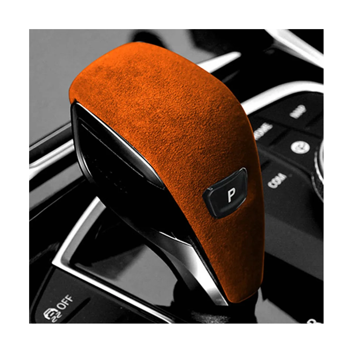 For BMW 3 Series 20-23 Suede Orange Tumbled Leather Shifter Cover Protective Cover Case