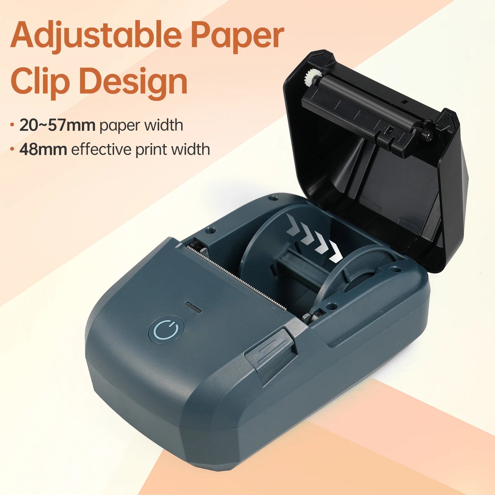 휴대용 영수증 프린터 BT USB 58mm 203dpi 미니 열 라벨 메이커 안드로이드/iOS 시스템과 호환되는 종이 롤이있는 무선