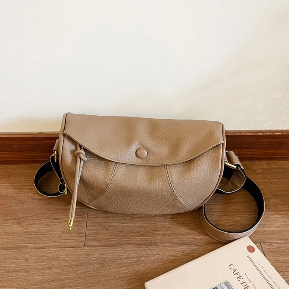 

Cute Versatile Dumpling Shaped Crossbody Bag PU Casual Soft Leather Shoulder Bag Solid Color Zipper Oblique Span Bag Travel