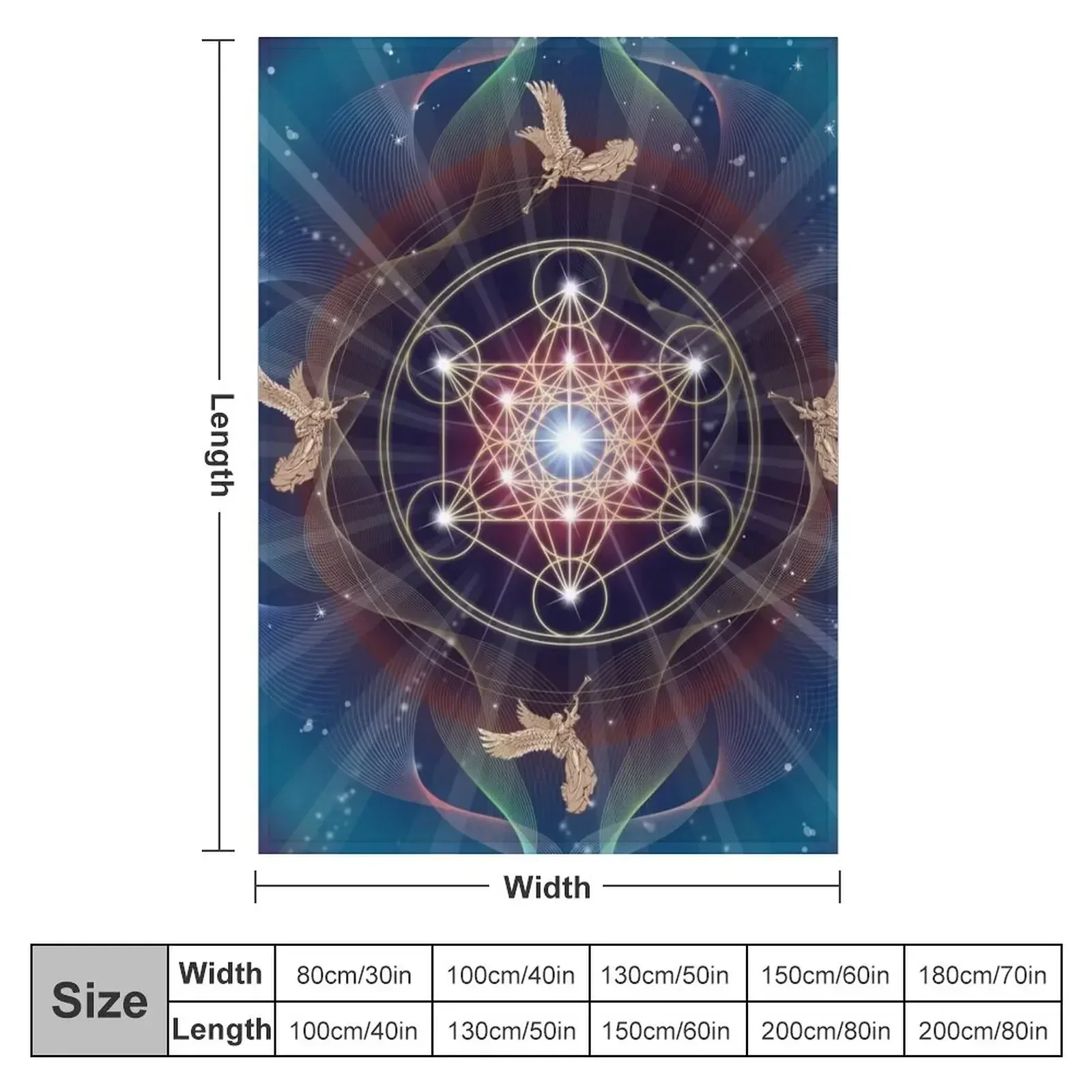 Metatron's Cube - Merkabah - Peace and Balance Throw Blanket Large Extra Large Throw Blankets