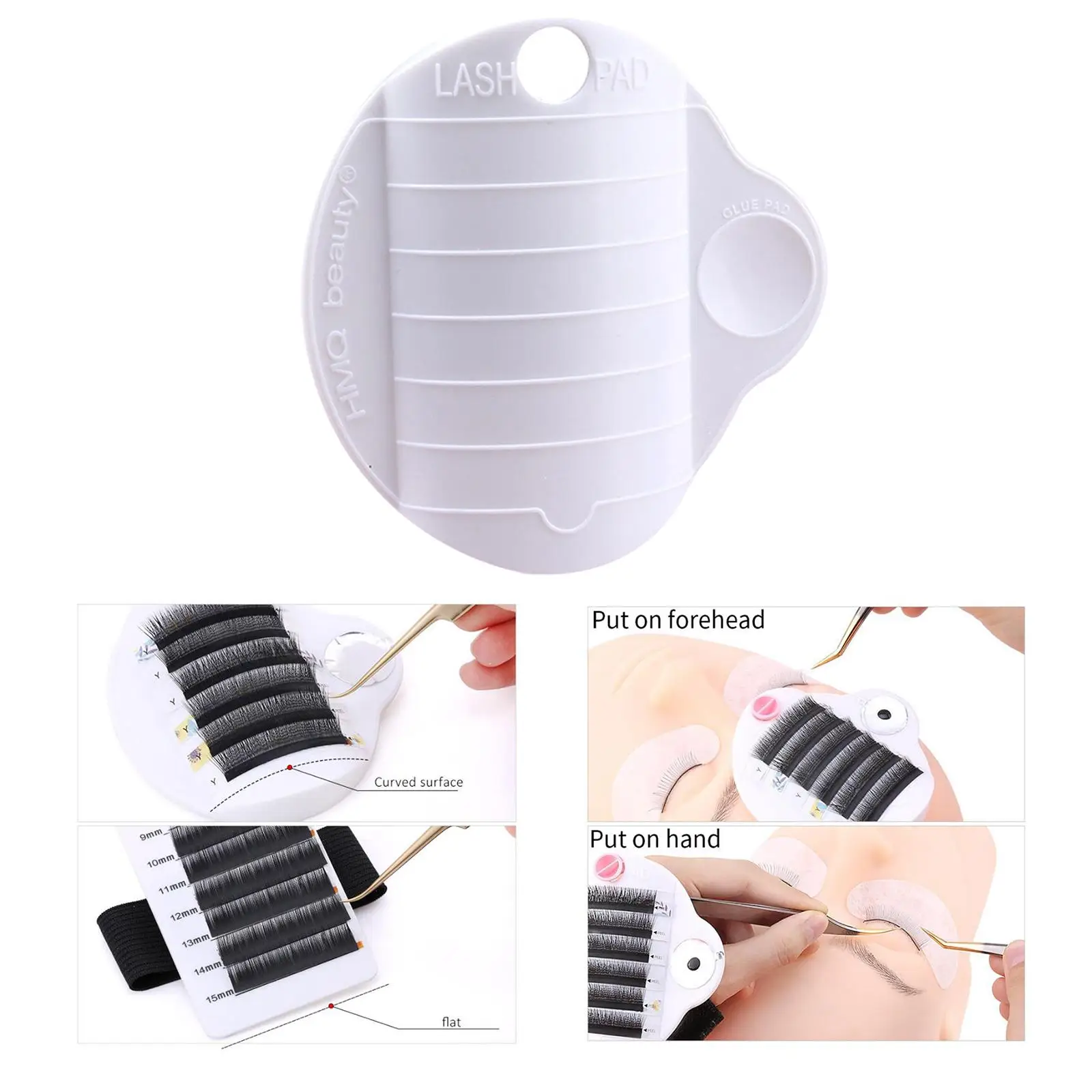 Adjustable Wrist Strap Eyelash Plate Lash Tiles Extension Holder Plastic Tray for Eyelash Lamination Application